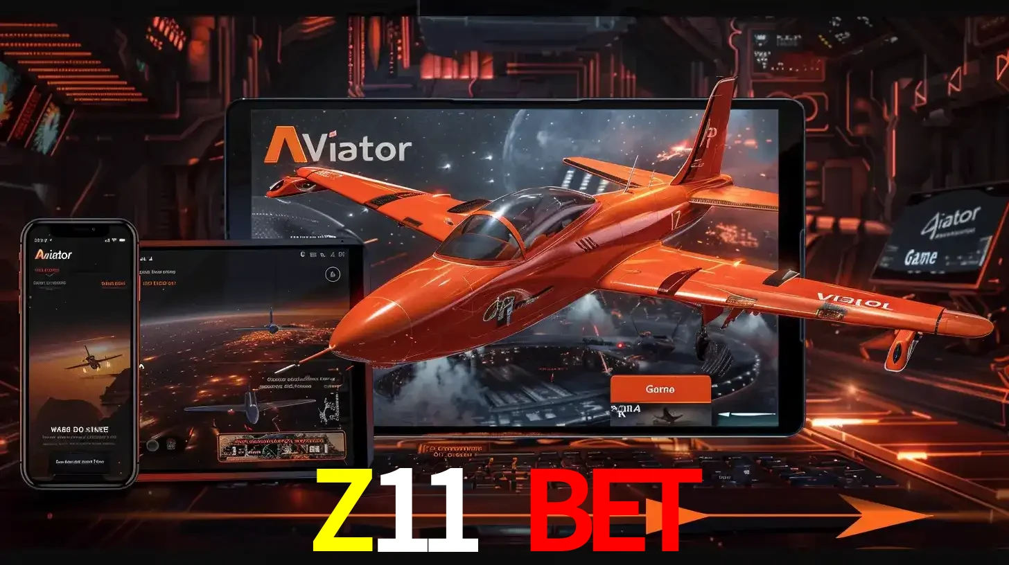 Apresentação tecnológica do jogo Aviator com um avião saindo da tela de um tablet, demonstrando a experiência imersiva em múltiplos dispositivos no Z11 BET.