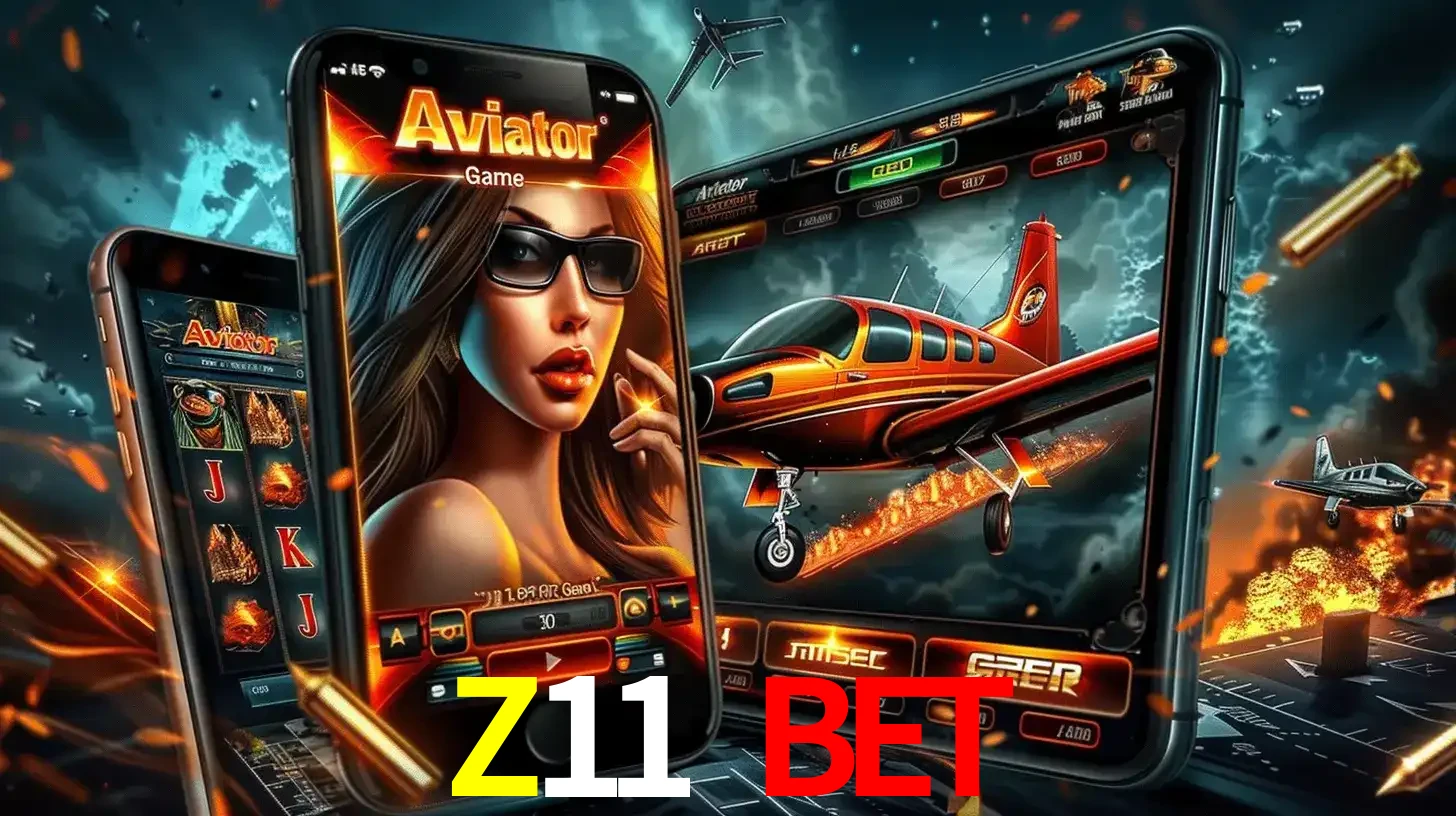 O popular jogo de apostas Aviator exibido em vários celulares e tablets, mostrando a interface emocionante e a ação de voo disponíveis para jogar agora no Z11 BET.