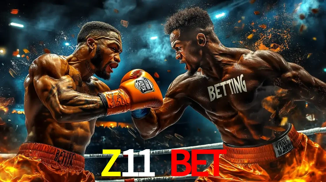Dois boxeadores em uma luta intensa e explosiva, representando a adrenalina e as oportunidades de apostas em esportes de combate disponíveis na plataforma Z11 BET.