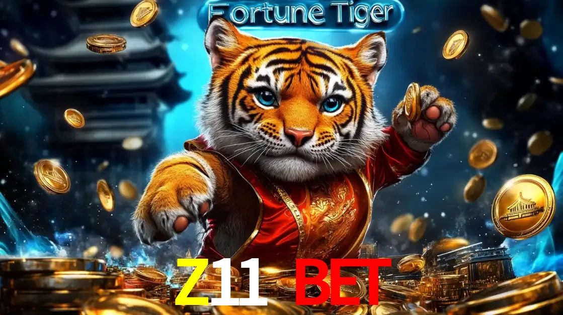 Imagem promocional do jogo de slot Fortune Tiger, com um tigre majestoso em traje tradicional cercado por uma fortuna em moedas de ouro, disponível agora no cassino Z11 BET.